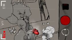 16:9 anthro balls big_balls big_butt big_penis butt digital_media_(artwork) duo erection genitals hair hi_res humanoid_genitalia humanoid_penis looking_at_viewer male nipples nocktzyk nude penis simple_background smile widescreen