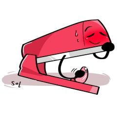 1boy animate_inanimate battle_for_dream_island bfdi blush cum eyes_closed hand_on_penis male masturbation object_shows penis solo solo_male stapler stapy_(bfdi)