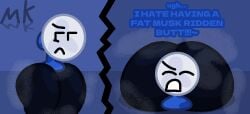 1girls angry angry_expression angry_face angry_female annoyed annoyed_expression annoyed_face annoyed_female ass ass_focus ass_up battle_for_dream_island bfdi big_ass big_ass_(female) fanny_(bfdi) fat_ass fat_thighs female female_focus female_only huge_ass huge_ass_(female) laying_on_floor marklimarko musk musk_clouds musky_ass object_shows osc talking thick thick_ass thick_thighs thighs
