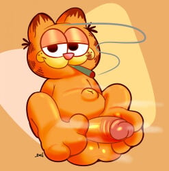 1boy domestic_cat garfield_(series) garfield_the_cat half-closed_eyes male male_only navel orange_body orange_fur orange_skin paramount_skydance_corporation paws,_inc. yungknight