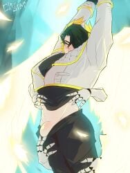 1boy 1male bara bara_body bara_tiddies bara_tits black_hair black_pants blush blush_lines blushing breasts closed_eyes clothed clothes_lift clothes_pull clothing cock curvy fanart floating_hands grabbing grabbing_from_behind half_dressed half_naked half_nude hands_up human humanoid humanoid_genitalia humanoid_penis humiliation limbus_company male male_focus male_only meursault_(limbus_company) olister penis penis_humiliation project_moon pulling_clothing pulling_down_pants short_hair tits wings