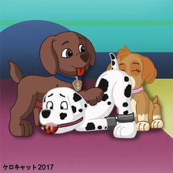 2017 ass ass_up ball_gag blue_collar bondage bound brown_eyes canine collar dalmatian female gag kerocat licking male malesub mammal marshall_(paw_patrol) no_humans paw_patrol penis pink_collar sex skye_(paw_patrol) spin_master straight tongue tongue_out zuma_(paw_patrol)