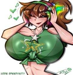 1girls big_breasts blush blushing blushing_female bra breasts breasts_bigger_than_head brown_hair busty busty_female closed_eyes closed_mouth crop_top epic_games eyes_closed eyeshadow female female_focus female_only fortnite fortnite:_battle_royale gothtrishy happy happy_female headphones heart hearts hourglass_figure huge_breasts large_breasts light-skinned_female light_skin lipstick long_hair messy_hair necklace oblivious pj_(fortnite) ponytail see-through see-through_clothing shiny shiny_breasts shiny_clothes shiny_hair shiny_skin slim slim_waist small_waist smile smiling steam steaming steaming_body steamy steamy_breath tied_hair voluptuous voluptuous_female