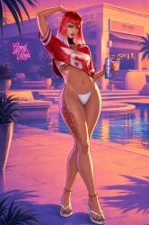 1girls 2026 abs absurd_res audiodude big_breasts breasts countess_(paragon) crop_top detailed_background female female_only grand_theft_auto grand_theft_auto_vi green_clothing gta_vi_cover_girl half_naked highres las_demoniacas_desventuras_de_vampiranhya light-skinned_female light_skin lilith_(vampiranhya) looking_at_viewer luxuryai meme muscles muscular muscular_female no_pupils paragon pointy_ears predecessor rockstar_games shirt short_hair slightly_muscular_female smile smirk solo solo_female tattoo video_game_character video_games white_bikini white_hair
