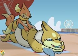 2_tails 5_fingers absurd_res ambiguous_penetration amusement_park amusement_ride anthro arm_fin beach beach_towel beach_umbrella blue_eyes bodily_fluids buizel claws clothing cloud digital_media_(artwork) dipstick_tail drooling duo english_text fangs female female_penetrated feral ferris_wheel fin finger_claws fingers floatzel food fur generation_4_pokemon genital_fluids gloves_(marking) hair hi_res male male/female male_penetrating male_penetrating_female mammal markings multi_tail nintendo nude nude_female open_mouth orange_body orange_fur outside parasol pawpads penetration pier pokemon pokemon_(species) popsicle popsicle_in_mouth saliva sand seaside sex shiny_pokemon spots sweat swimwear swimwear_down tail tail_coil tail_markings teeth text the_line_goat toe_claws tongue towel umbrella water watermark whisker_markings yellow_body yellow_eyes yellow_fur