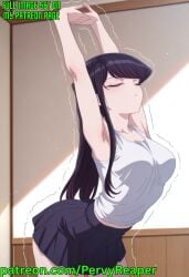 dark_hair komi-san_wa_komyushou_desu komi_shouko short_skirt stretching