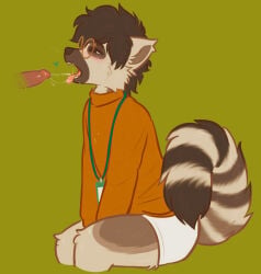 2026 anthro bodily_fluids brown_body brown_fur clothing critterclinic cum cum_in_mouth cum_inside cumshot dex_(critterclinic) disembodied_penis duo ejaculation erection eyewear femboy fur genital_fluids genitals glasses green_background hi_res human human_on_anthro humanoid_genitalia humanoid_penis interspecies lemur male male/male male_anthro male_human mammal open_mouth penis primate simple_background sitting small_penis strepsirrhine submissive submissive_anthro submissive_male sweater tan_body tan_fur tongue tongue_out topwear underwear wearing_glasses