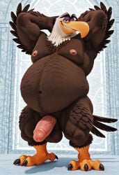 accipitrid accipitriform ai_generated angry_birds anthro arms_behind_head avian bald_eagle balls beak big_belly bodily_fluids brown_feathers civitai claws columbia_pictures detailed_eyes eagle eyebrows fat fat_belly flexing front_view furry genitals hi_res horny horny_male looking_at_viewer male male_only mighty_eagle navel nipples obese obese_male overweight overweight_male penis pupils rovio rovio_animation rovio_entertainment sea_eagle sega sex smile smiling_at_viewer solo sony standing tail tail_feathers the_angry_birds_movie two-tone_body two-tone_feathers unibrow white_feathers white_hair yellow_beak
