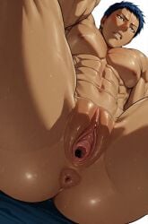 ai_generated aomine_daiki bara cuntboy daiki_aomine gay kuroko_no_basuke muscles muscular noellyc00mer yaoi