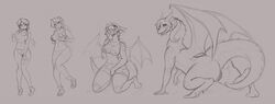 all_fours anthro anus ass black_and_white breasts busty_feral claws clothed clothing dragon female feral hair horn human human_to_feral looking_back mammal masturbation monochrome open_mouth presenting presenting_hindquarters presenting_pussy pussy scalie sequence simple_background sketch smile solo standing thatweirdguyjosh tongue tongue_out torn_clothing transformation wings