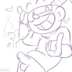 1boy aipeco18 cuphead cuphead_(game) gloves heart heart_symbol hearts male male_only penis smile smiling_at_viewer studio_mdhr teeth teeth_showing