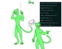 5:4 animal_genitalia anthro caves_of_qud domestic_cat english_text felid feline felis finger_guns fyreblazes genitals gesture glowing glowing_body glowing_genitalia hand_gesture hi_res laser male mammal nude pointing sheath solo text