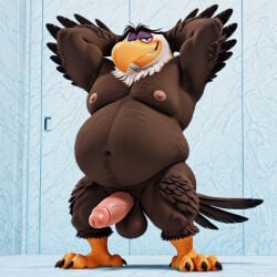1:1 accipitrid accipitriform ai_generated angry_birds anthro arms_behind_head avian bald_eagle balls beak big_belly bodily_fluids brown_feathers civitai claws columbia_pictures detailed_eyes eagle eyebrows fat fat_belly flexing front_view furry genitals hi_res horny horny_male looking_at_viewer male male_only mighty_eagle navel nipples obese obese_male overweight overweight_male penis pupils rovio rovio_animation rovio_entertainment sea_eagle sega sex smile smiling_at_viewer solo sony standing tail tail_feathers the_angry_birds_movie two-tone_body two-tone_feathers unibrow white_feathers white_hair yellow_beak