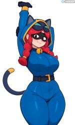 ai_generated big_breasts brawl_stars cat_burglar_jessie jessie_(brawl_stars) red_hair smile solo standing thick thick_thighs thighs