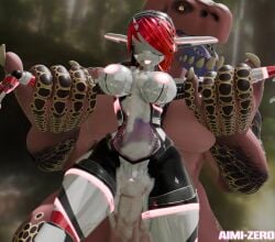 a.i.m.i_(aimizer0) absurd_res aimizer0 anjanath anthro anthro_on_robot big_breasts bodily_fluids breasts brute_wyvern capcom cum cum_on_eyes duo embedded_penetrable_sex_toy excessive_cum excessive_genital_fluids female filled_with_cum genital_fluids genitals hair held_up hi_res humanoid machine male male/female monster_hunter penetration penis pink_hair robot robot_humanoid spitting_cum thick_thighs translucent translucent_body vaginal vaginal_penetration white_body