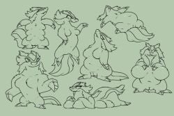 3:2 6_breasts belly big_belly big_breasts breasts busty_feral claw_ring claws eyes_closed featureless_breasts female female_feral feral fur generation_3_pokemon genitals group linoone looking_at_viewer lying monochrome multi_breast narrowed_eyes navel nintendo nude nude_female on_back on_front open_mouth open_smile pinnipip pokemon pokemon_(species) quadruped ring_(jewelry) smile snaggle_tooth spread_legs spreading standing tail vulva