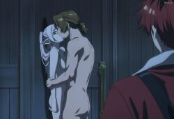 1boy 2girls accurate_art_style ai_generated anime_coloring caught caught_in_the_act completely_nude completely_nude_female cuckquean curvy frieren frieren_beyond_journey's_end implied_sex indoors large_breasts long_hair mature_female netorare nipples ntr sein_(sousou_no_frieren) sex stark_(sousou_no_frieren) stickyai walk-in walked_in_on
