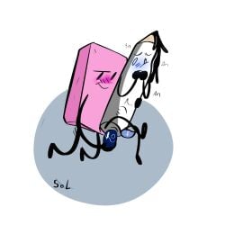 battle_for_dream_island bfdi blush dildo dildo_insertion eraser_(bfdi) gay ink ink_spill moaning object_shows pen_(bfdi) penis yaoi