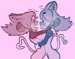 2girls after_kiss blushed_face cat_ears cat_tail catgirl deltarune deltarune_chapter_5 enf heart-shaped_tail lesbian mad_mew_mew steadmondslick teasing tongue tongue_out trans_woman transfem undertale wet