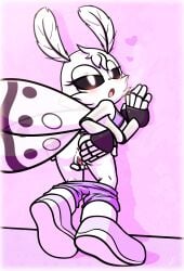 absurd_res arthropod big_butt bottomwear bottomwear_down butt clothed clothing fan_character feathers female fur genitals hand_on_butt hands_on_wall hi_res insect lepidopteran moth pants pants_down partially_clothed pink_background sega simple_background solo sonic_the_hedgehog_(series) spread_vulva spreading thick_thighs vulva white_body white_eyes white_fur wide_hips wings xxkenthewolfxx