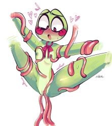 2026 amphibian anthro blush bodily_fluids breasts cyberk1ttie digital_media_(artwork) eyelashes female flat_chested frog genital_fluids genitals glitch_productions green_body green_nipples heart_eyes heart_symbol hi_res nipples non-mammal_breasts non-mammal_nipples nude nude_anthro nude_female open_mouth penetration red_eyes ribbit_(tadc) ribbon_only sex simple_background small_breasts solo tentacle_penetration tentacle_sex tentacles the_amazing_digital_circus vaginal vaginal_fluids vaginal_penetration vulva white_background