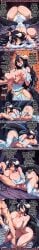 ai_generated albedo_(overlord) all_fours black_hair black_wings blush breast_grab comic cunnilingus demon english_text erection full_color heart_pupils horns huge_ass huge_breasts licking long_hair missionary multiple_panels naked nipples nude overlord paizuri partially_clothed penis presenting_hindquarters pussy rampa69 saliva stone_floor sweat thick_thighs white_dress white_gloves yellow_eyes