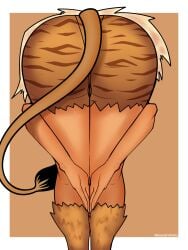 ass_focus catgirl cavegirl cavewoman heart_butt pants smilodonna tail vtuber vtuberfanart