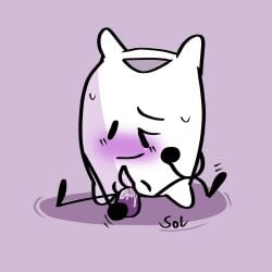 battle_for_dream_island bfdi blush dildo dildo_in_pussy dildo_insertion intersex object_shows penis pillow_(bfdi) pussy pussy_juice solo