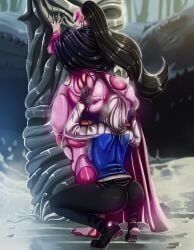 2girls ass big_ass black_hair face_in_ass fat_ass female female_only g.i._joe huge_ass johntazukura lesbian ponytail pythona size_difference thick_thighs voluptuous voluptuous_female