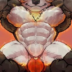 1:1 2024 abs absurd_res anthro big_muscles biped black_body black_fur bulge canid canine canis clenched_teeth clothed clothing comic countershade_face countershade_fur countershade_legs countershade_neck countershade_torso countershading digital_drawing_(artwork) digital_media_(artwork) front_view fur hi_res jockstrap jockstrap_only large_comic latissimus_dorsi link_(wolf_form) male mammal mouth_closed multicolored_body multicolored_fur muscular muscular_anthro muscular_male nintendo pecs portrait red_background red_clothing red_jockstrap red_underwear simple_background snout solo teeth the_legend_of_zelda three-quarter_portrait topless torso_shot tremble_lines underwear underwear_only vein veiny_muscles waddledox white_body white_countershading white_fur wolf yellow_body yellow_fur
