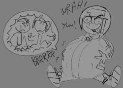 clothed grey_background helmet inside_belly jumpsuit sketch turbo_(wreck-it_ralph) turbo_twins vore vore_belly wreck-it_ralph