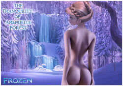 anna_(frozen) ass back_view brown_hair casual dat_ass disney female frozen_(film) human nude nudist outdoors pale_skin photo_manipulation rastifan snow solo