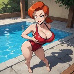 1girl 1girls ai_generated bust busty busty_female cartoon_milf dexter's_laboratory dexter's_mom full_color ginger_female ginger_hair grok_ai high_quality high_quality_ai holding_breast holding_breasts mature_female milf milf_body one-piece_swimsuit pool poolside seductive_look squeezing_breasts swimming_pool swimsuit swimwear