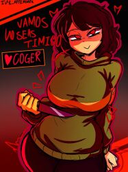 1girls big_breasts chara female female_chara female_focus female_only spanish_text tagme undertale