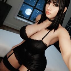 1girls 3d 3d_(artwork) ai_generated big_ass big_breasts black_hair busty choker goth goth_girl long_hair radnsad solo solo_female solo_focus thick_ass thick_thighs uno(oc)