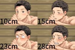 1boy ahe_gao anal anal_insertion anal_penetration before_and_after biceps blurry_background blush brown_eyes brown_hair crossed_arms crying crying_with_eyes_open earrings frown funny_face gay gritted_teeth half-closed_eyes head_on_arm hi_res male male_only male_penetrated measurements merged motyaki multiple_views muscles muscular muscular_arms muscular_male offscreen_character original original_character penis_reaction_chart resisting sequential short_hair suggestive tearing_up tears trembling veiny_arms veiny_face veiny_hands veiny_muscles veiny_neck wide_eyed wooden_wall yaoi