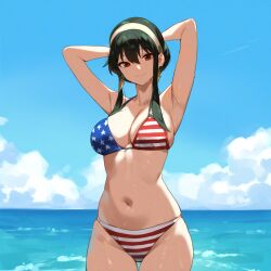 1girls ai_generated american_flag american_flag_bikini big_breasts bikini breasts female female_only flag flag_bikini human nai_diffusion solo spy_x_family stable_diffusion swimsuit tagme yor_briar