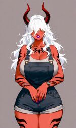 ai_generated demon demon_girl desdemona_(fortnite) fortnite fortnite:_battle_royale horns purple_lipstick red_body white_hair