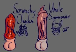 2boys animal_genitalia anthro anthro_only balls brothers canine_penis demon duo furry furry_male furry_only grey_background greyscale horns kappi0 male male_only non-human non-human_only penis penis_chart penis_size_difference pig_penis red_penis scrunchy_chunks simple_background smile tagme testicles uncle_samsonite unusual_penis veiny_penis watermark