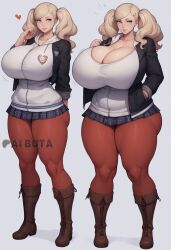 1girls ai_generated aibuta alternate_body_type alternate_breast_size alternate_costume ann_takamaki athletic athletic_female big_ass big_breasts big_butt blonde_hair blue_eyes breasts breasts_bigger_than_head character_sheet child_bearing_hips curvaceous curves curvy curvy_body curvy_female curvy_figure curvy_hips female female_only gigantic_ass gigantic_breasts hi_res high_resolution highres hips hips_wider_than_shoulders hourglass_figure huge_breasts massive_breasts massive_thighs persona persona_5 shiny_skin skull_crushing_thighs solo solo_female solo_focus stable_diffusion thick_ass thick_thighs thighs twintails voluptuous voluptuous_female wide_hips