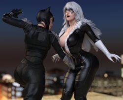 3d black_cat_(marvel) catfight catwoman catwoman_(injustice) cleavage cleavage_cutout crossover cuntbusting dc dc_comics felicia_hardy female female_only fight fighting_ring gcb grabbing groin_attack injustice_2 latex latex_clothing latex_suit marvel marvel_comics pain ryona selina_kyle spider-man_(series) strike_on_women's_vital_spots yuri