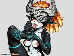 ai_generated barefoot breasts feet foot_fetish foot_focus foot_lick foot_worship gigatsu imp_midna licking nipples saliva saliva_trail seductive the_legend_of_zelda the_legend_of_zelda:_twilight_princess toes tongue_out