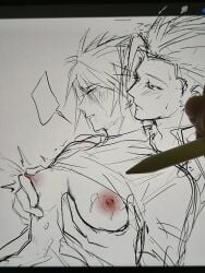 2boys cloud_strife final_fantasy final_fantasy_vii gay gay_sex nipples zack_fair