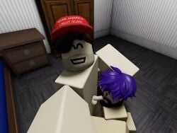 2boys 3d absurd_res beard black_hair blowjob blue_hair brown_hair cap destiny_(streamer) fellatio gay gay_sex human imskip_(artist) maga make_america_great_again male male/male nick_fuentes political politics purple_hair roblox robloxian satire self_upload stubble tagme twitch why yaoi