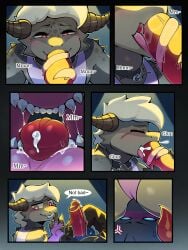 anthro ass balls big_butt blush bodily_fluids clothing collar collar_snap crop_top cum cum_in_mouth cum_inside cyrus_(sigmapaws) deathclaw deep_throat dialogue duo erection facesitting fallout fellatio femboy fingerless_gloves genital_fluids genitals gevaudan_(good4life4ever) gloves handwear heart_eyes heart_symbol hi_res internal internal_fellatio internal_oral longue_tongue looking_at_another looking_back male male/male microsoft mohawk neck_bulge oral oral_penetration penetration penile penis penis_grab penis_on_tongue pink_clothing power_bottom precum red_penis reverse_mouth_shot scalie sex shirt sitting sitting_on_another teeth text thick_thighs thong tongue tongue_around_penis tongue_on_penis tongue_out tongue_out_fellatio topwear torn_clothing underwear unsensitivensfw wide_hips