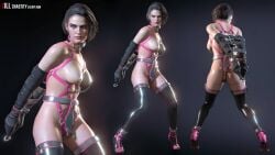 3d armbinder bdsm bdsm_harness bondage bondage_harness chastity_belt chastity_belt_anal chastity_device collar drslumpx female_chastity jill_valentine latex_thighhighs nipple_chain nipple_piercing padlock pink_latex resident_evil resident_evil_3 resident_evil_3_remake