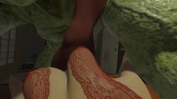 3d animated big_penis clothed_female_nude_male clothed_sex domination female_pov interspecies lara_croft lingerie orc_male pov restrained stockings tagme taker_pov video