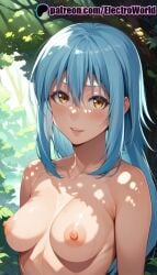 1girls abs ai_generated areola areolae bare_shoulders blue_hair blush breasts electroworld female female female_focus female_only highres inviting_to_sex nipples no_bra nude nude_female presenting rimuru_tempest shiny_skin solo solo_focus sweat sweatdrop tensei_shitara_slime_datta_ken thighs uncensored upper_body voluptuous voluptuous_female wet yellow_eyes