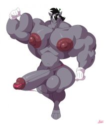 anthro big_muscles big_nipples big_pecs bobthetanuki extrasizedbob flexing hyper hyper_penis male_only muscular nu_pogodi volk_(nu_pogodi) wolf