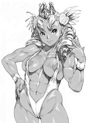 female kei_(bekei) monochrome muscles white_background